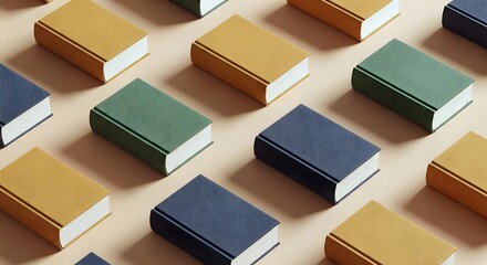 Arrangement of Colorful Books in a Neat Geometric Pattern on a Soft Surface