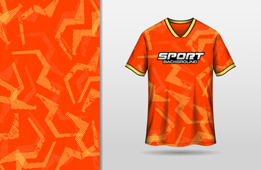 Sports jersey design with orange abstract background