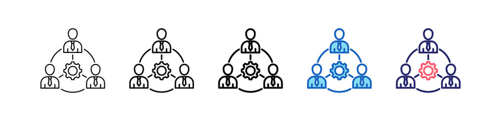Workforce Icon In 5 Different Styles Set Collection.   