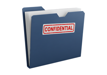 Confidential document folder with visible stamped paper for corporate and government communication themes