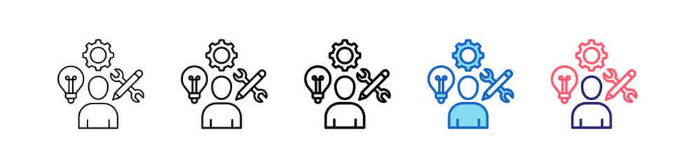 Skill Icon In 5 Different Styles Set Collection.   