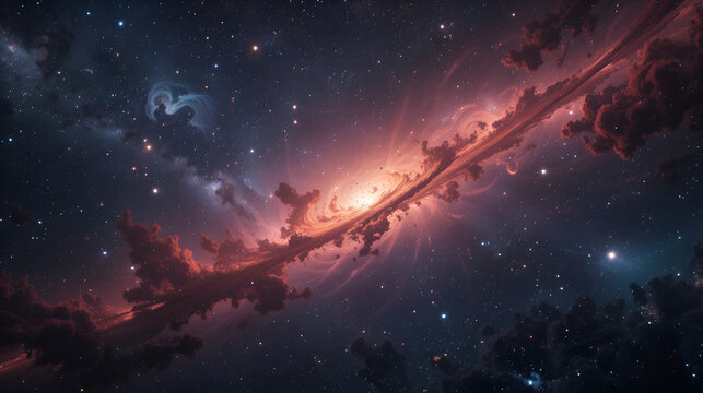 Vast cosmic expanse, swirling nebulae and distant galaxies , celestial, redshift