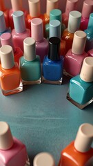 Vibrant collection of colorful nail polish bottles arranged attractively for beauty and fashion inspiration