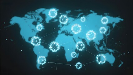 Global Network Connections Overlaying World Map