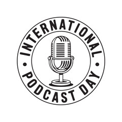 podcast day logo design silhouette 