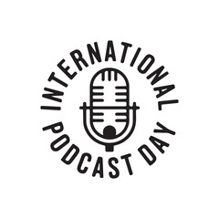 podcast day logo design silhouette 
