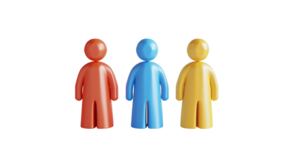 Three colorful human figures