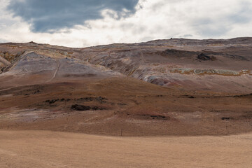 Geothermal Landscape with Multicolored Terrain in Iceland