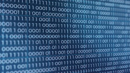 raining binary, run binary code like in wall with blue neon, Dive into a mesmerizing digital rain of binary code, a symbol of modern data processing - Powered by Adobe