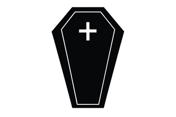 Obraz premium coffin with cross vector icon