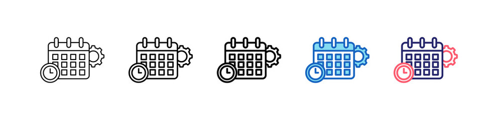 Schedule Icon In 5 Different Styles Set Collection.   