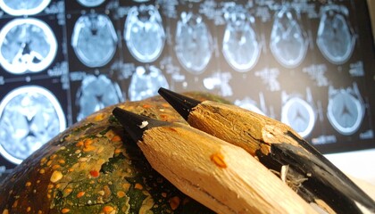 A macro shot of a rough, flaky surface with subtle oozing patterns, lit by cool LED lights on a sleek white backdrop, mimicking a diagnostic medical scan