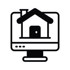 A captivating glyph icon of online property listing screen
