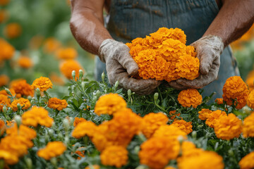 Man holding flowers.