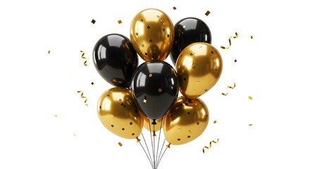 Black and gold balloons with confetti floating decoration for elegant celebrations and parties