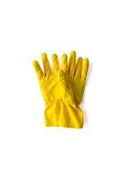 Yellow rubber gloves isolated on white