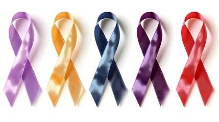 Colorful Awareness Ribbons on White Background