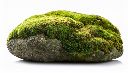 a close up of a stone covered in moss isolated on transparent background