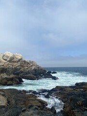 waves crashing on rocks