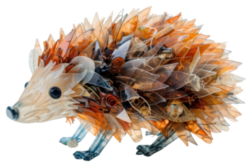 PNG Hedgehog made from plastic chandelier animal mammal.