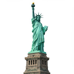 Naklejka premium Statue of Liberty Isolated on White Background - Iconic American Symbol of Freedom
