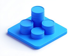 Blue coins stacks isometric illustration financial growth investment money wealth asset