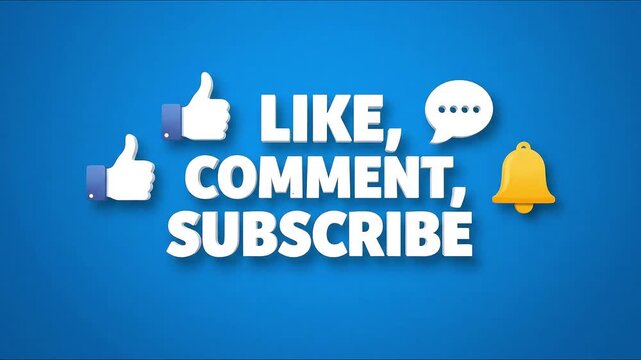 Engaging social media call-to-action graphic encouraging users to like, comment, and subscribe