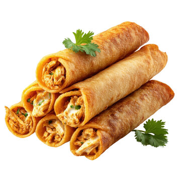 Crispy rolled tacos filled with seasoned chicken and garnished with fresh cilantro represent popular Mexico dishes loved