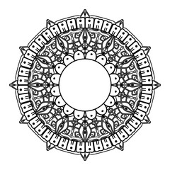 Fototapeta premium Mehndi flower pattern for Henna drawing and tattoo. Decoration in ethnic oriental Indian style. Doodle ornament. Outline hand draw vector illustration.