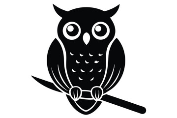 owl on branch vector icon