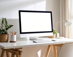 modern living room in the computer on the table 