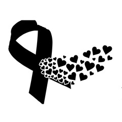 Vector illustration of black ribbon with heart