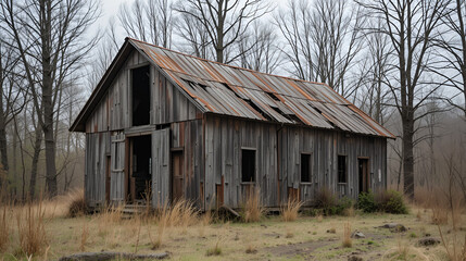 Fototapeta premium barns shed ruins forgotten abandoned falling apart farm