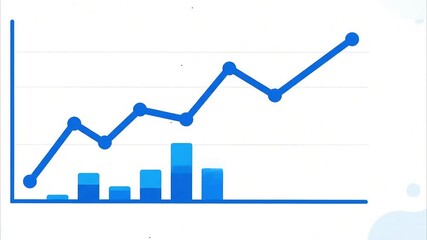Graph depicting a steady increase in data trends over time, with blue markers indicating points - Powered by Adobe