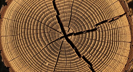 Fototapeta premium Rings of time tell the story of an ancient tree marked by age and weathered seasons with rough