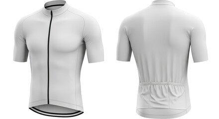Blank short sleeve cycling jersey mockup for custom apparel design. Front and back view of athletic sportswear template.