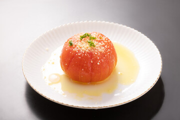 冷やしトマト（湯剥き　オリーブオイル　粉チーズ）