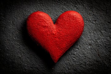 Obraz premium bold red heart on dark textured background minimalist emotion 
