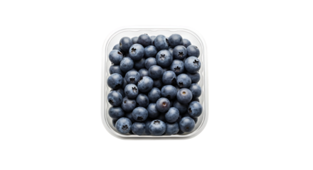 Fresh blueberries in a plastic container isolated on transparent background, a healthy and delicious snack, rich in vitamins and antioxidants, perfect for a nutritious diet