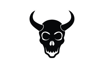 skull with horns vector icon