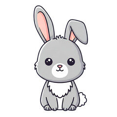 Obraz premium 3d Cute cartoon grey bunny rabbit illustration isolated on transparent background
