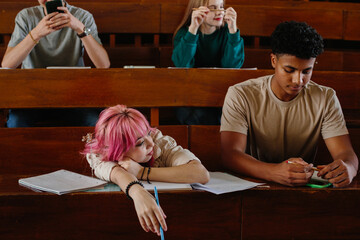 Students Engaged in a Classroom Setting Displaying Various Levels of Attention