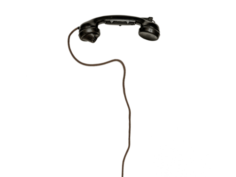 Vintage Telephone Receiver : A vintage, black telephone receiver hangs suspended, its coiled cord gracefully descending, evoking nostalgia for simpler times and the lost art of conversation.