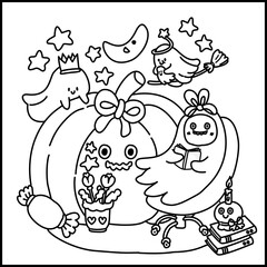 Halloween, calligraphy and draw happy Halloween, cooling books, back to school