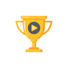 A golden trophy cup with a video play button icon, symbolizing a media or vlogging award.