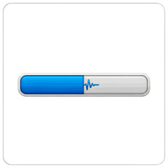 A glossy, horizontal progress bar, partially filled with blue, indicating audio processing with a waveform icon.