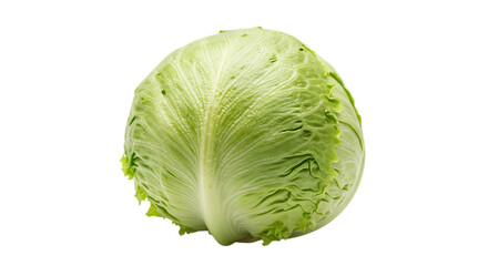 Fresh iceberg lettuce head isolated on transparent background, a crisp and healthy vegetable, perfect for salads, sandwiches, and a nutritious diet