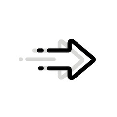 A stylized black arrow with a shadow effect indicating movement and direction on a white background.