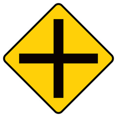 Obraz premium Yellow Diamond Road Sign with Black Intersection Symbol