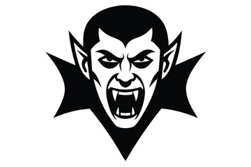 vampire face with fangs vector icon